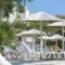 Rows of white lounge chairs under thatched umbrellas at a sunny beach resort. AI
